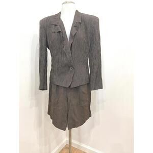 Paul et Duffier Set Women's Brown Textured Blazer and Short Set